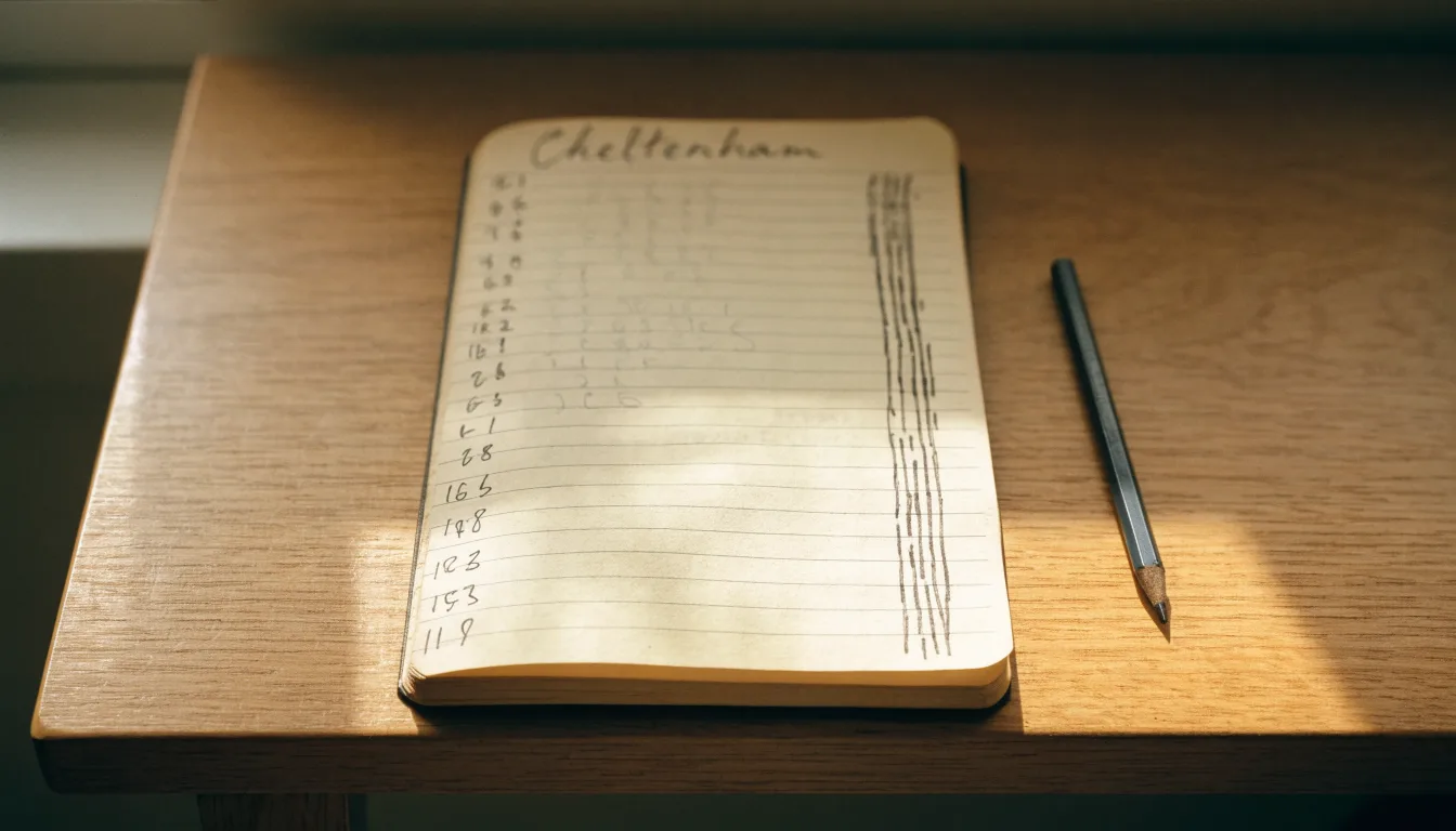 Ein handschriftlich geführtes Heft mit Strichlisten liegt neben einem Bleistift auf einem Tisch, seitlich fällt Tageslicht herein.
