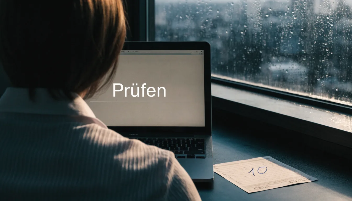 Ein Schlüsselbund und eine Brille liegen auf einem leeren Block neben einem Fenster mit Regentropfen.